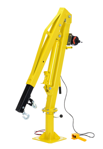 Steel DC Powered Winch Truck Jib Crane 500 Lb. Extended Capacity Yellow